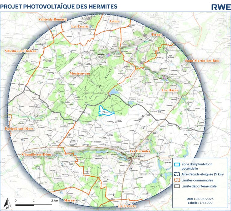 Carte de la localisation de la zone d'implantation potentielle